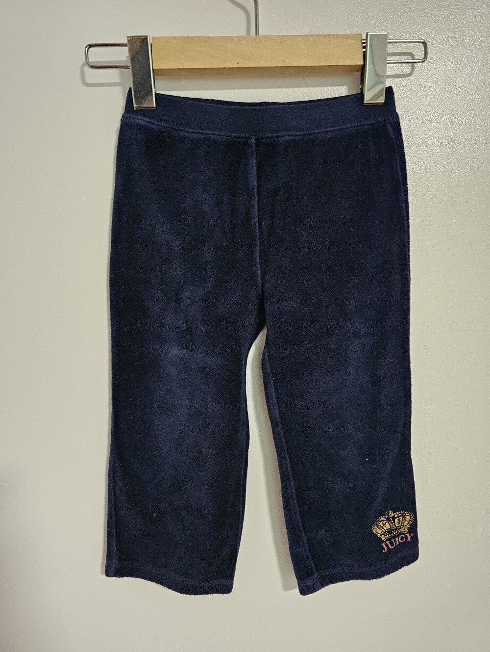 🧸4/20$ Juicy Couture Kids Navy Pants Velvet Velour Size 18-24M Baby Girl